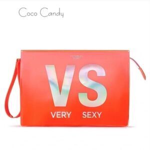 🆕Victoria's Secret Logo Orange Cosmetic Bag